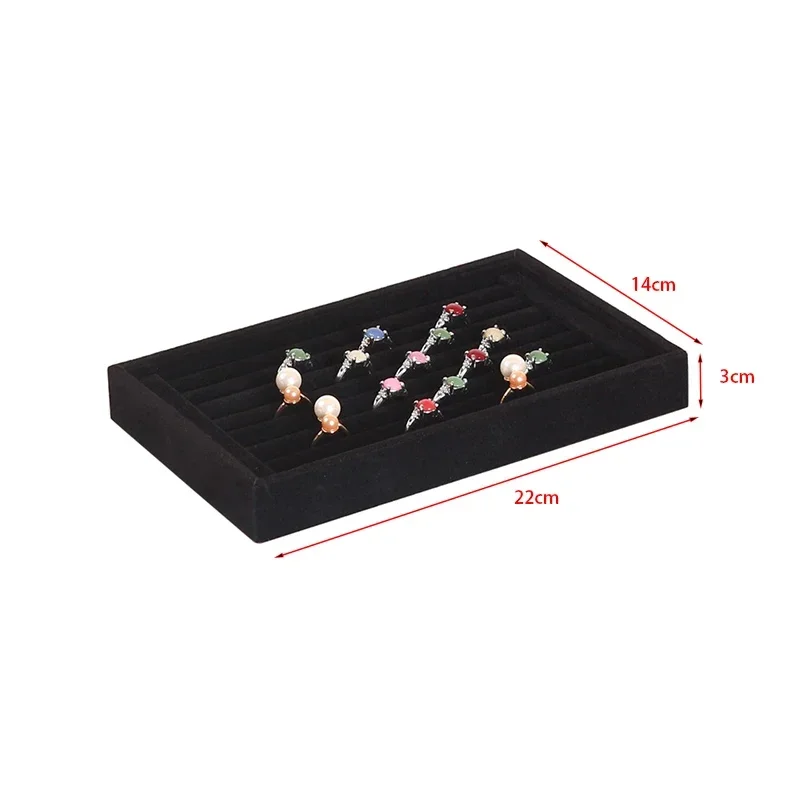 Velvet Ring Display Storage Tray Earrings Organizer Holder Jewelry Display Stand 22x14cm