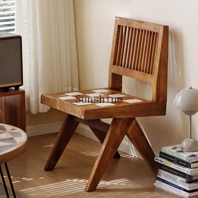 

Solid wood dining chair Nordic backrest Home restaurant Desk Simple and modern