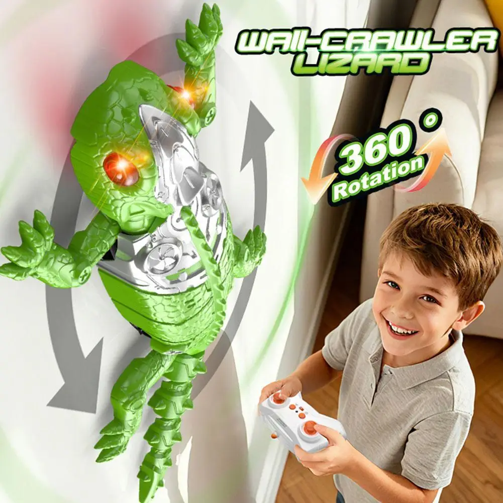 Realistic Biomimetic RC Wall Climbing Lizard Robot Toy, Remote Control Gecko that Climbs Glass & Smooth Walls