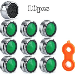 Aireador de grifo de ahorro de agua, filtro reemplazable, llave de boquilla mezcladora, accesorios de burbujeador de grifo de baño, 10 piezas