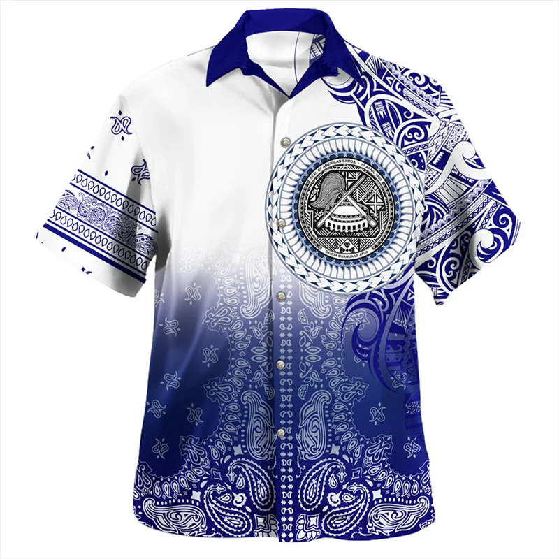 New Summer 3D American Samoa National Flag Printing Shirts For Men Samoa Coat Of Arm Graphic Short Sleeves Harajuku Clothing Top