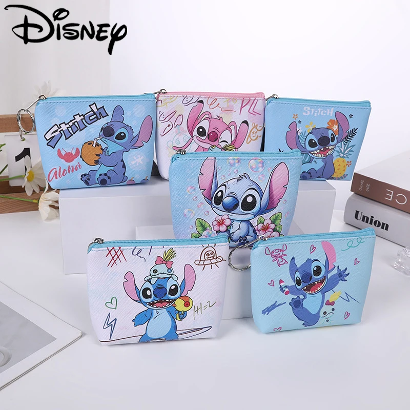 

Disney Anime Lilo & Stitch Cute Creative Zero Wallet Student Cartoon Stitch Mini Bag Portable Card Bag Kids Key Storage Bag Gift