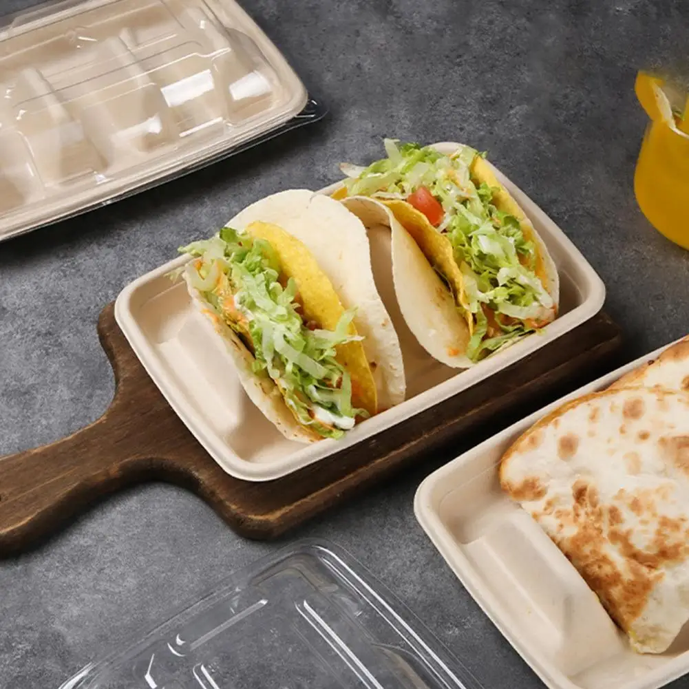 10/20Pcs Disposable Taco Holders Convenient Taco Tray with Dividers Tacos Plates Packaging Box for Events Taco Bar Serving Set