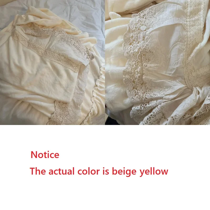 Vintage French Style Princess Lace Ruffles Carved Velvet Bedding Set Duvet Cover Bed Sheet/Fitted Sheet/Bed Skirt Pillowcases