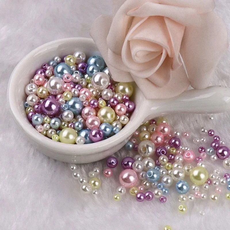 

Round Artificial Pearl 3mm 4mm 5mm 6mm 8mm Mixed Colorful ABS Plastic Loose Beads Lot For Jewelry Making DIY Crafts Findings