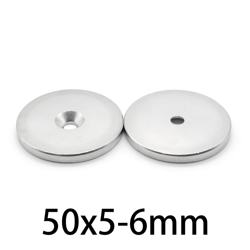 1-20pcs 50x5-6mm Permanent NdFeB Strong big Magnets 50*5 Hole 6mm NdFeB superStrong Powerful ring hole Magnets 50*5-6mm