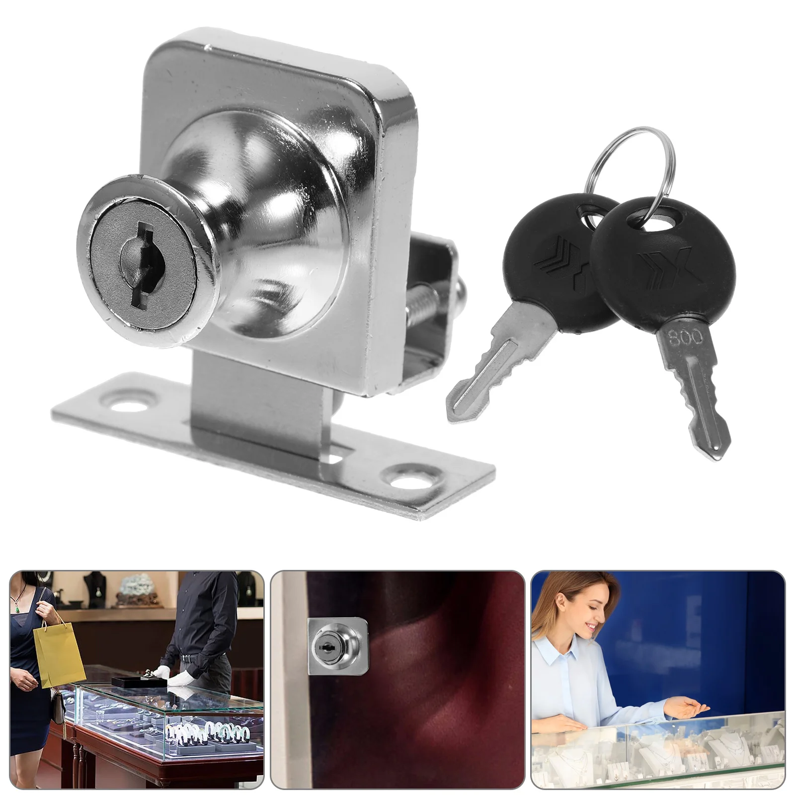 

Glass Cabinet Lock Zinc Alloy No Drill Installation For Showcase Wine Cabinet Home Office Security Display Case Lock