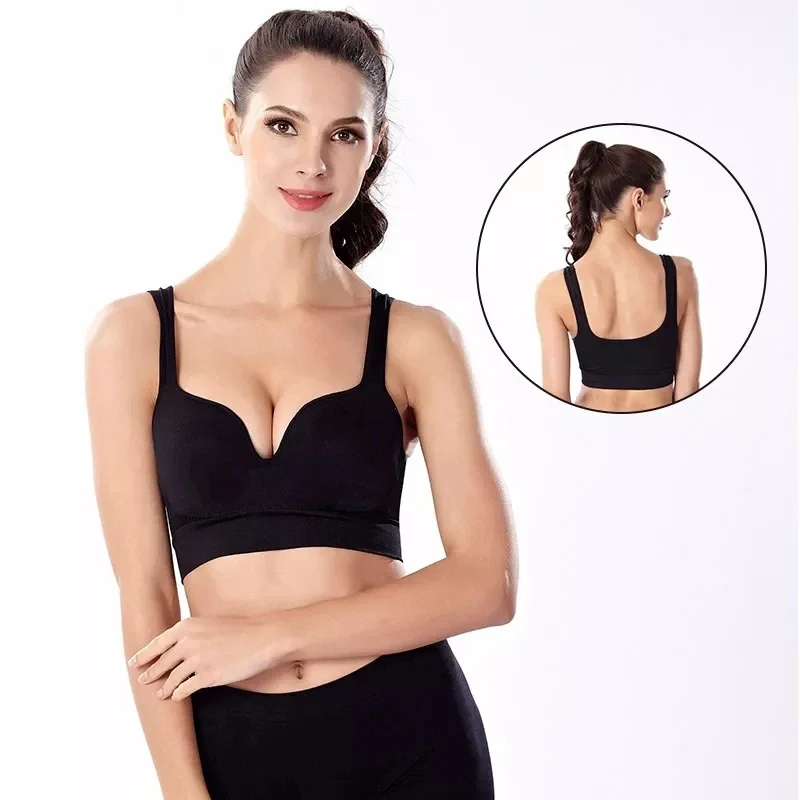 Women Sport Bras Yoga Fitness Shirt Running Vest Padded Underwear Crop Bra Sports Workout Top Wireless Push Up Bra Cordless Bra