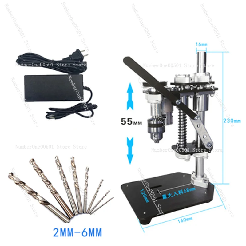 220V Precision DIY Variable Speed Electric Drill 775 Motor with 0.6-6MMB10 Chuck Micro Bench Drill Desktop Mini Portable Bracket