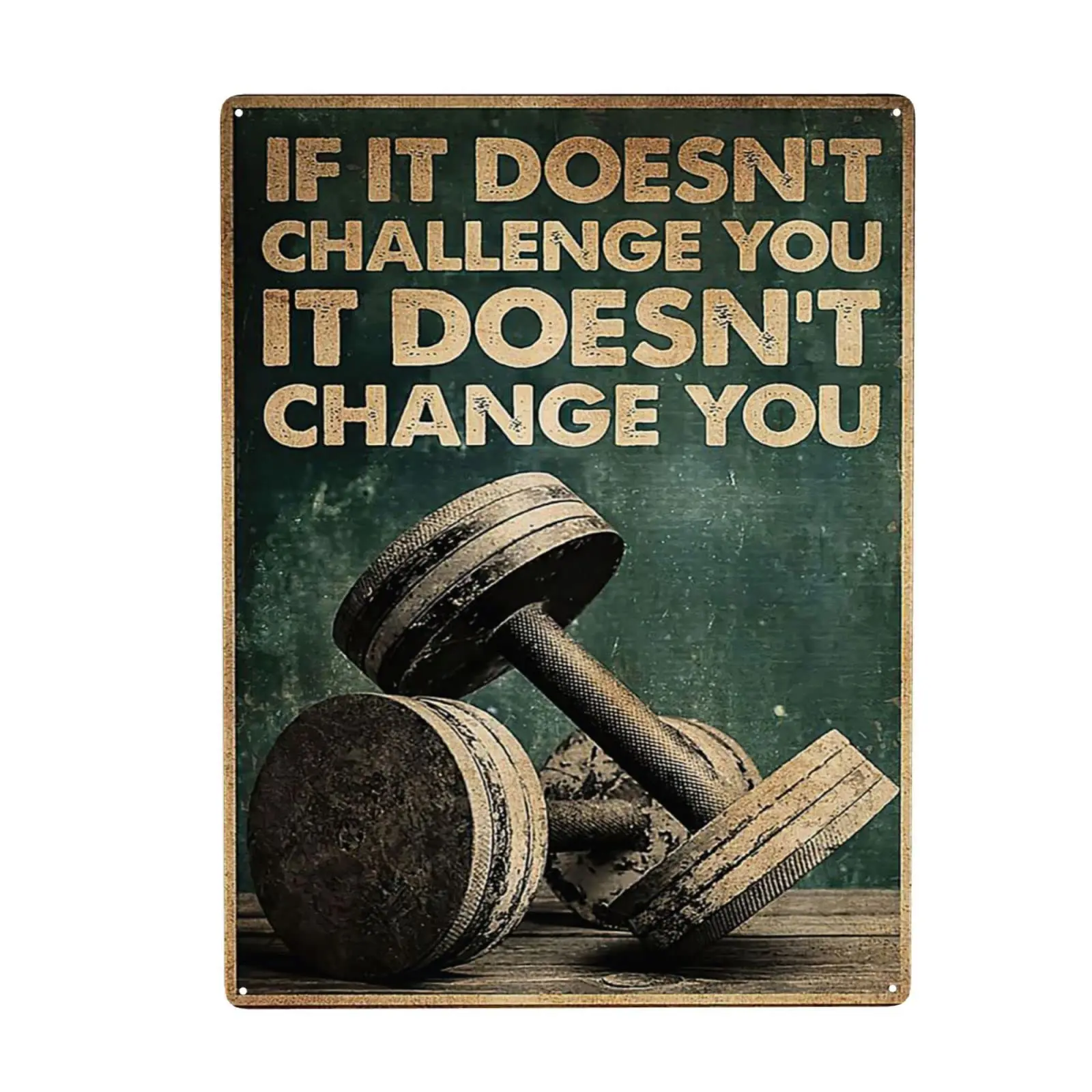 Gym Room If It Doesn't Challenge You It Doesn't Change You Tin Metal Sign Wall Decor Fun Decoration for Home Kitchen Ba sign