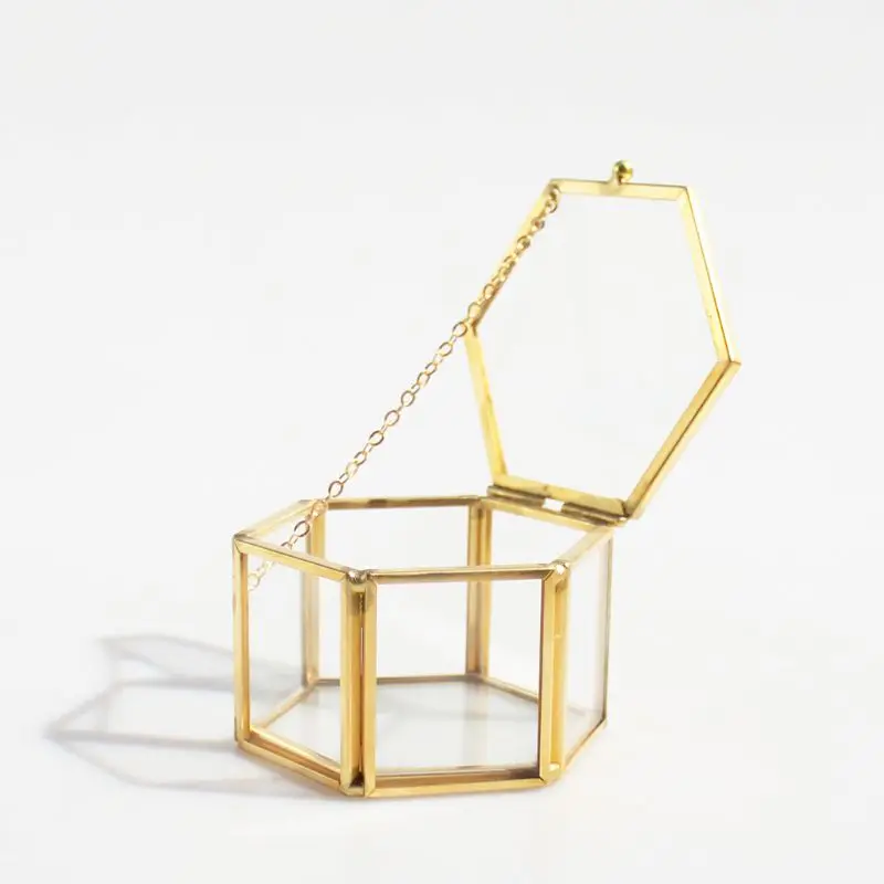 1PC Geometrical Clear Glass Jewelry Box Jewelry Organize Holder Ring Box Necklace Bracelets Earrings Jewelry Accessorie