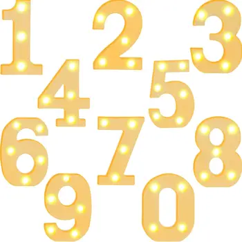 LED 장식 조명 번호 0-9 흰색 플라스틱 마키 야간 조명, 홈 웨딩 생일 파티, 크리스마스 축제 장식, 6.3 인치, 1 개 
