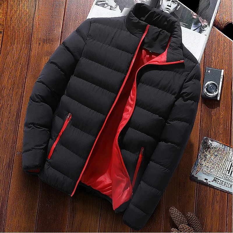 

Утепленная хлопковая куртка для мужчин с воротником на молнии, повседневная верхняя одежда для активного отдыха, теплая, с длинными рукавами, с наполнителем из полиэстера, однотонная, зимнее пальто