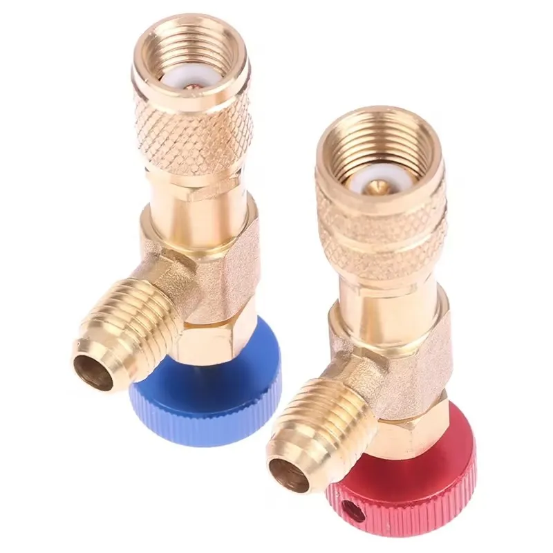 1PC Refrigeration Charging Air Conditioning Adapter For R410A R22 1/4" Liquid Safety Liquid Valve Hose R22 Copper Adapter Hand view 4