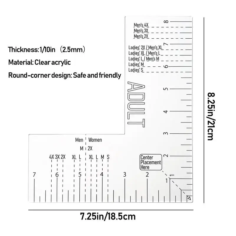 T-Shirt Ruler Guide Alignment Tool Acrylic T Shirt Ruler Measuring Tool For Heat Press Screen Printing Sublimation For