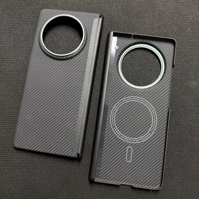 مناسب لهاتف vivo XFold5 القابل للطي، جراب هاتف كيفلر، غطاء حماية مغناطيسي من ألياف الكربون الأراميد ذو المحور الأوسط #4