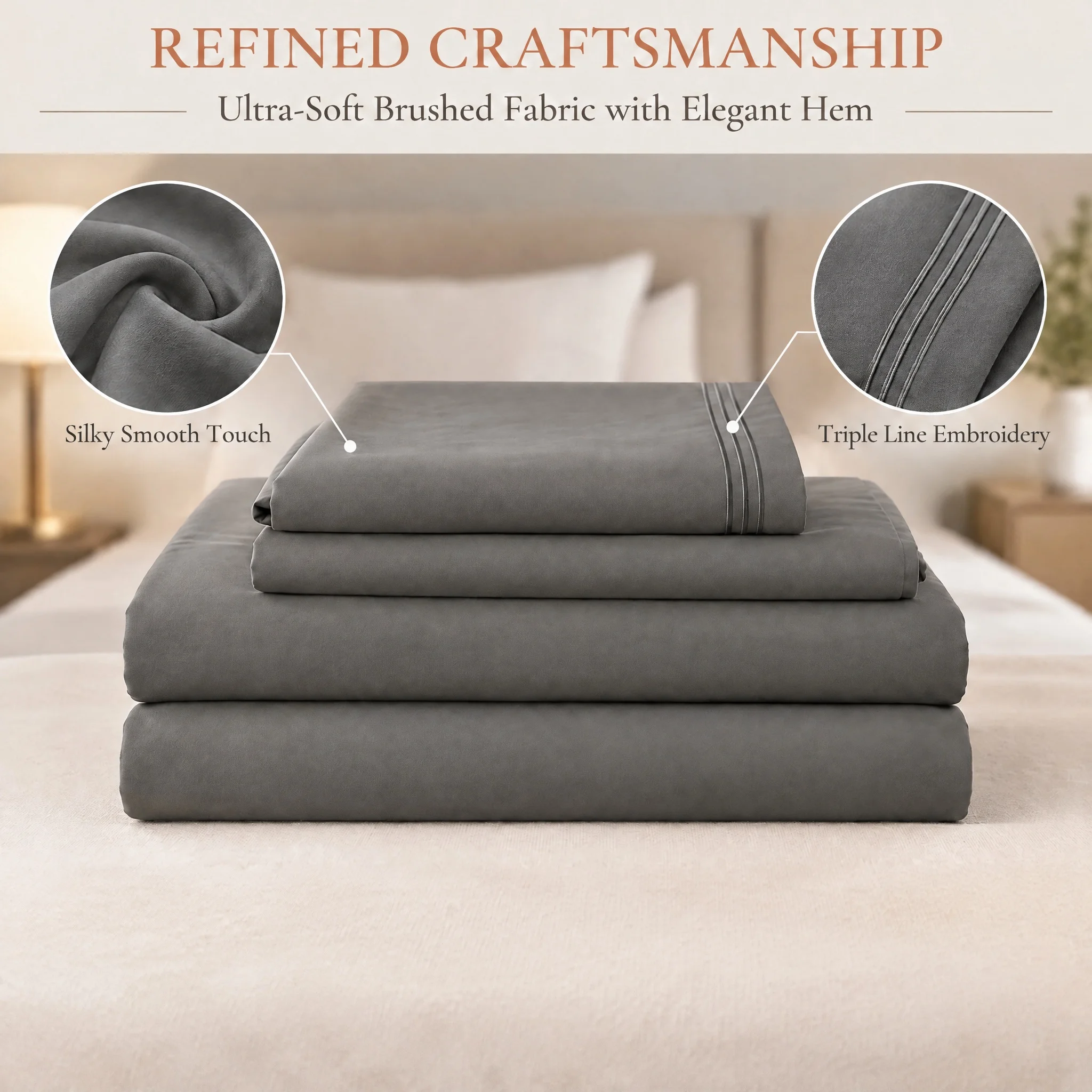 4pcs Fitted Sheet Bedding Set, 1 Fitted Sheet + 1 Flat Sheet + 2 Pillowcases, Breathable Comfortable Linens, Easy Wash & Storage, Practical Home Bedding, Nice Gift Choice for Bedroom Refresh