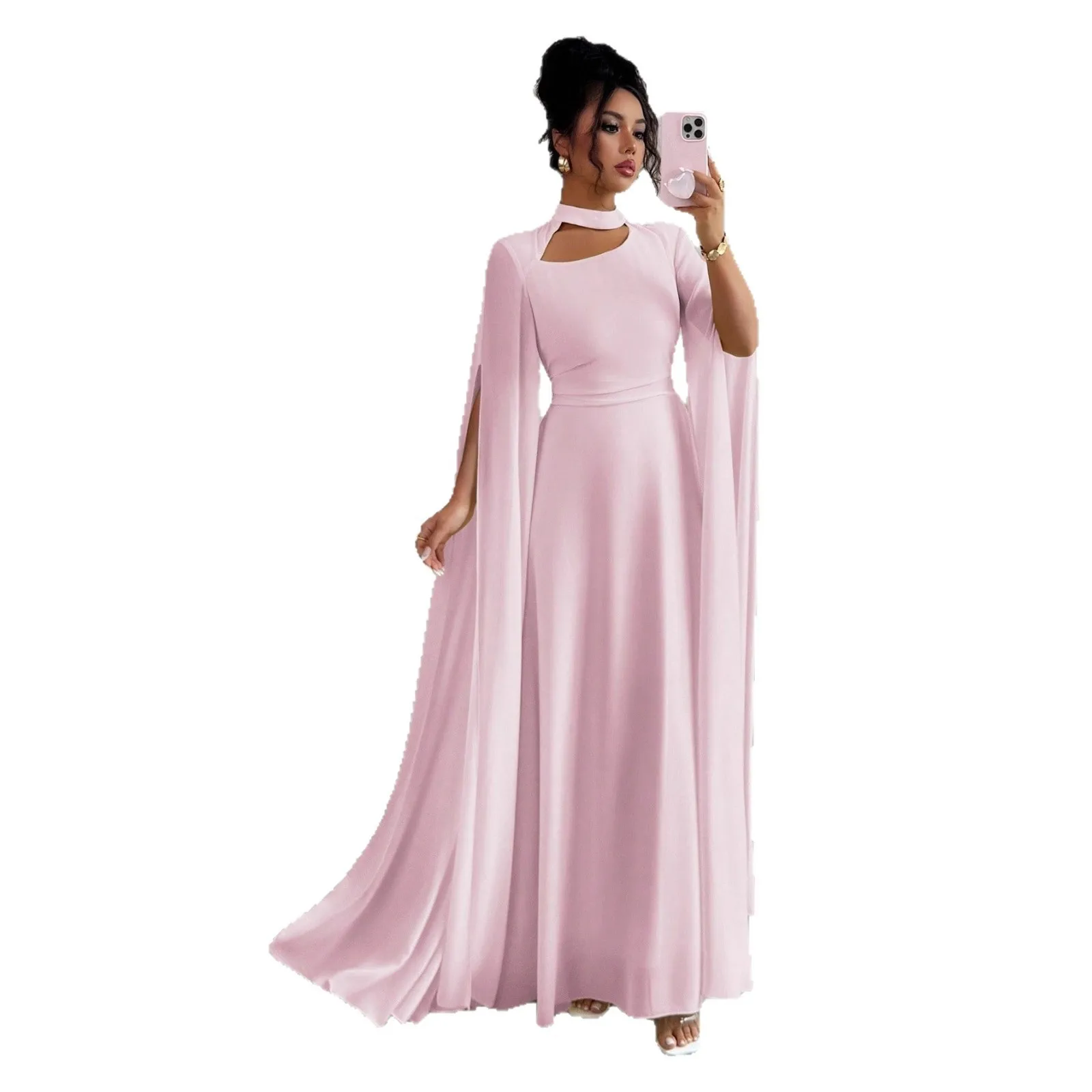 Tie Tassel Dress a Line Princess Style with Fitted Waist Zipper Round Neck Slim Fit Sweet and Fresh Party Dress for Women