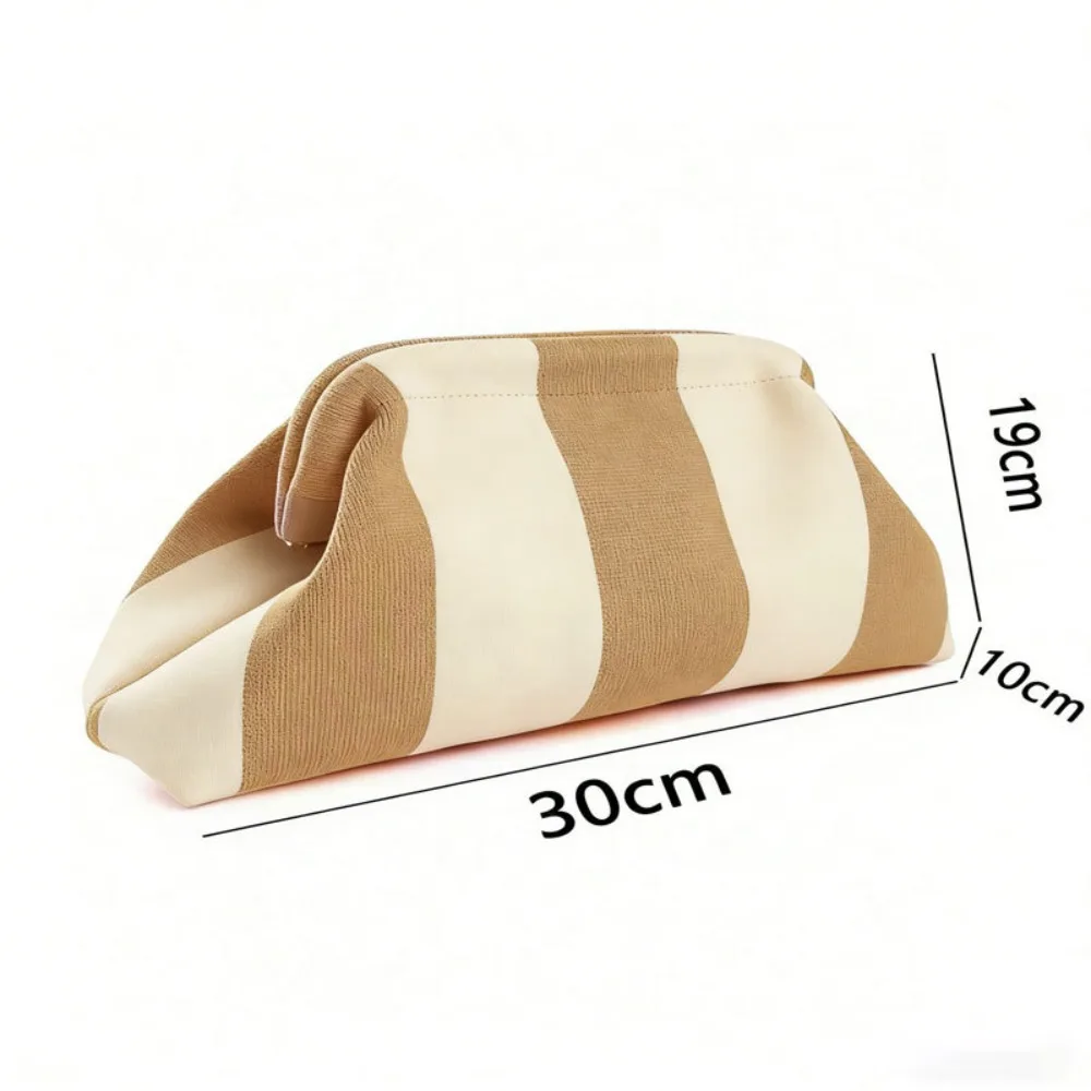 Europäische und amerikanische trendige, heiß begehrte Damen-Kosmetiktasche mit Streifenmuster, Stricktasche, Mädchen-Strandtasche im Wolken-Design – Detail 6