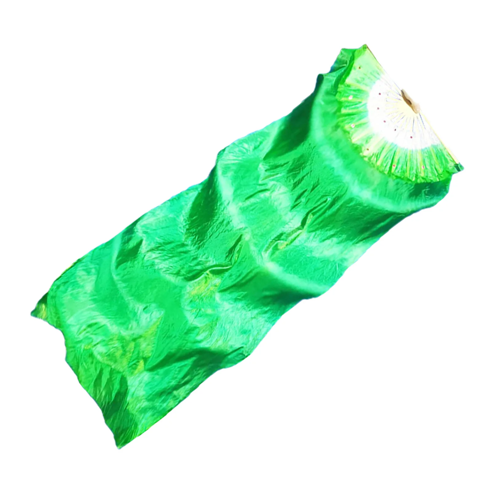 

Длинная шелковая складная фата с зеленым животом и градиентом для женщин, легкая реквизит для выступлений, подходит для танцев, шелковая вуаль с веером Янко