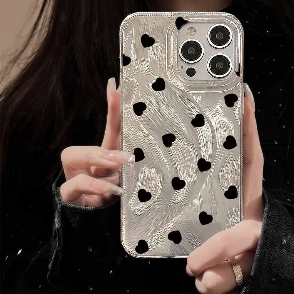 Black Dot Bow Hanging Decoration for Iphone16 Pro Max Series Mobile Phone Case Hard Shell PC Material Mobile Phone Bag