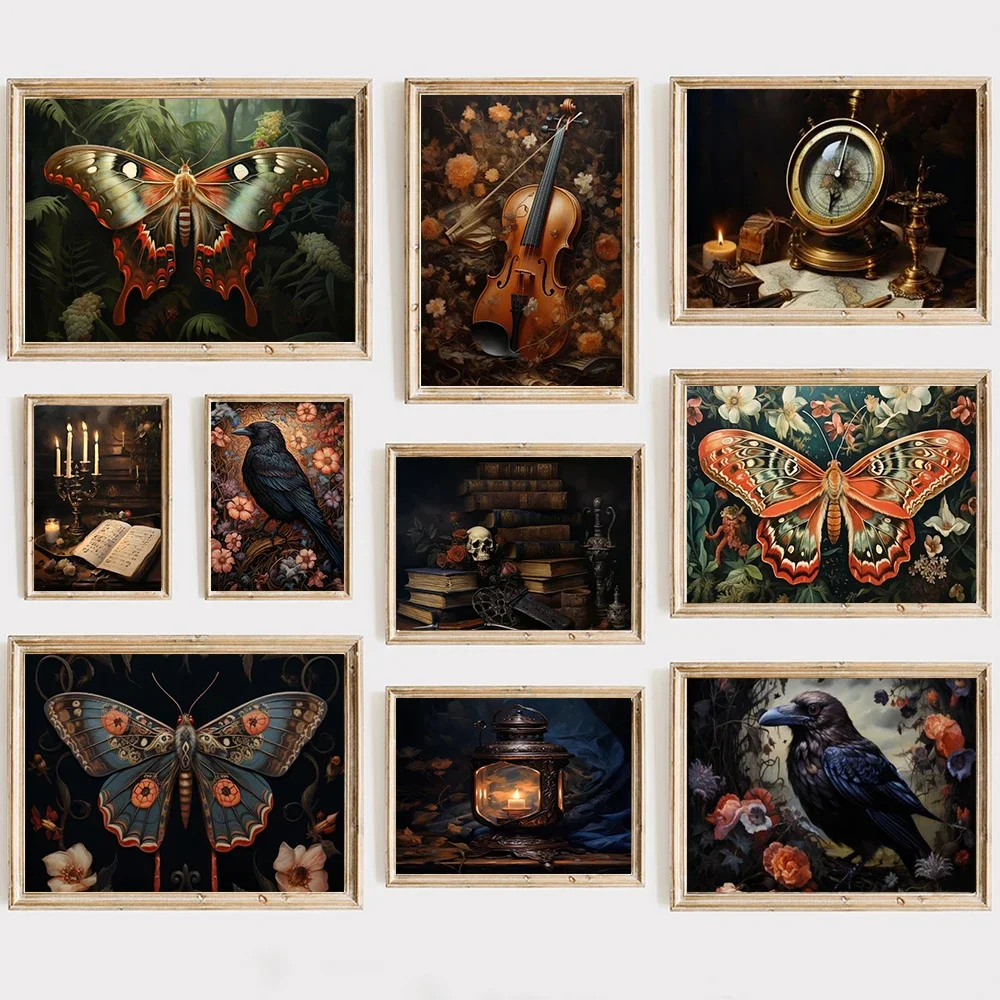 Gothic Vintage Phonograph Antique Aesthetic Wall Arts Posters Canvas Painting for Room Office School Decoration Stuff Home Decor