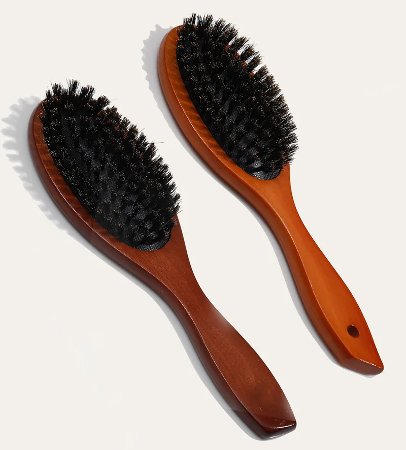 Natural Boar Bristle Hairbrush Massage Comb Anti-static Hair Scalp Paddle Brush Beech Wooden Handle Hair Brush Comb Styling Tool