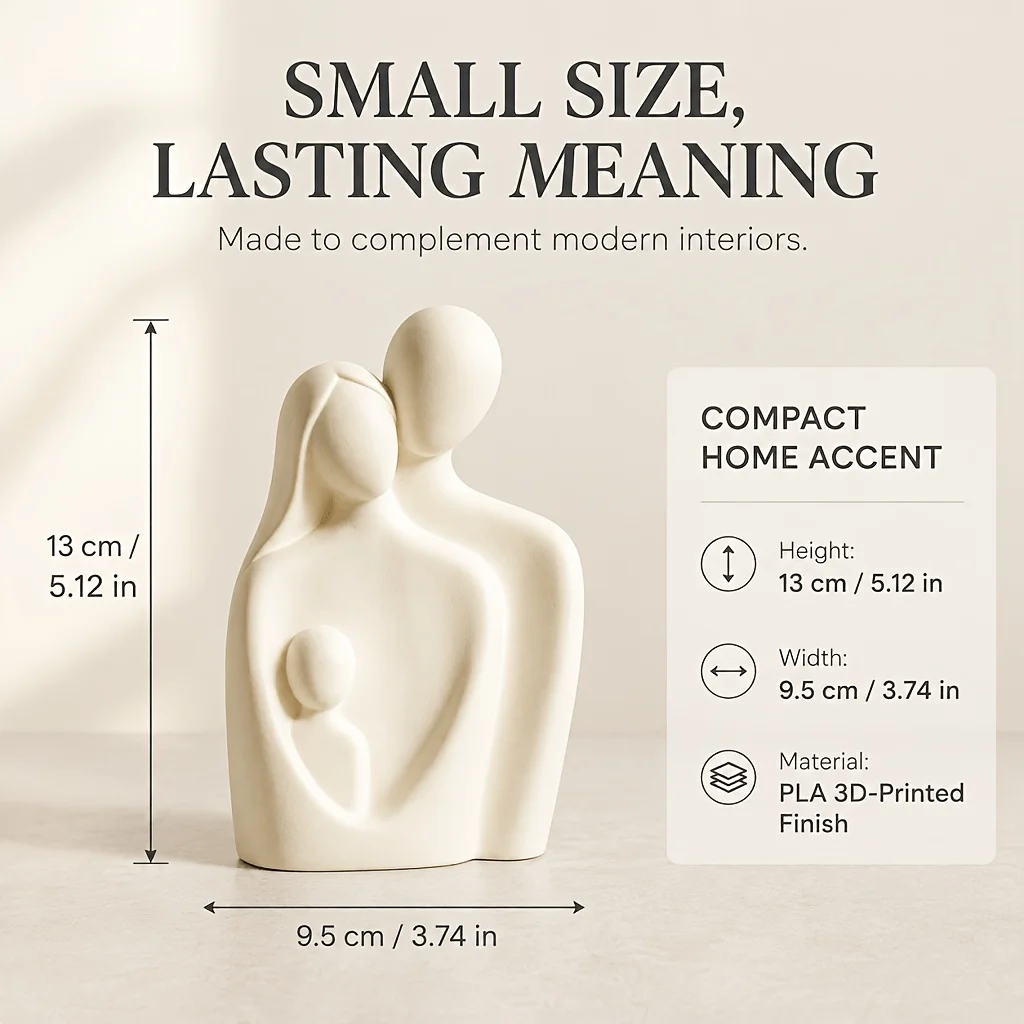 Abstract Family of Three Silhouette Sculpture, Matte Tactile Human Figurine, Minimalist Hollow Family Art Statue, Modern Aesthet