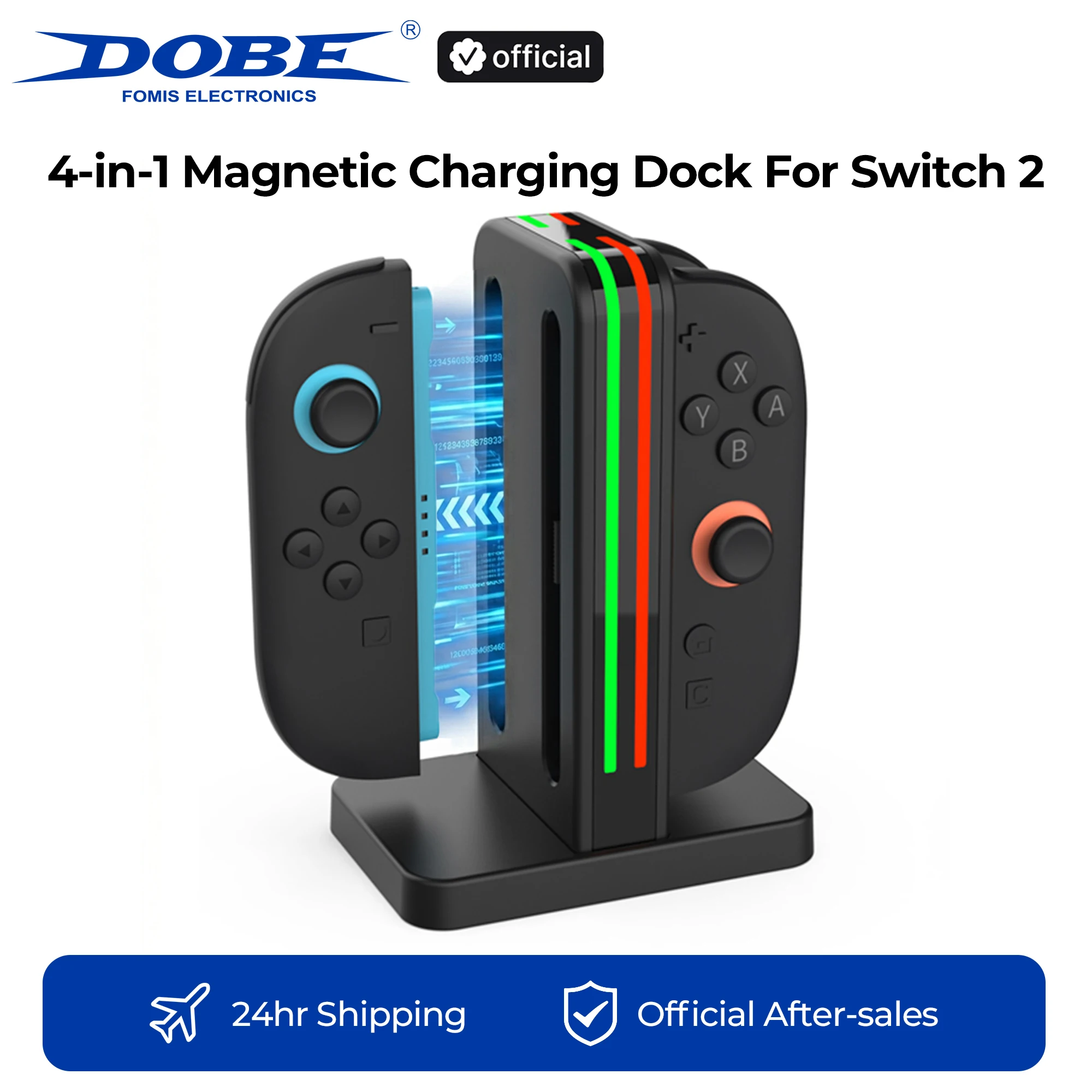 

DOBE Magnetic Charging Dock for Switch 2 Controller | 4-in-1 Gamepad Charger Station w/ LED Indicator, Desktop Stand For Joypad