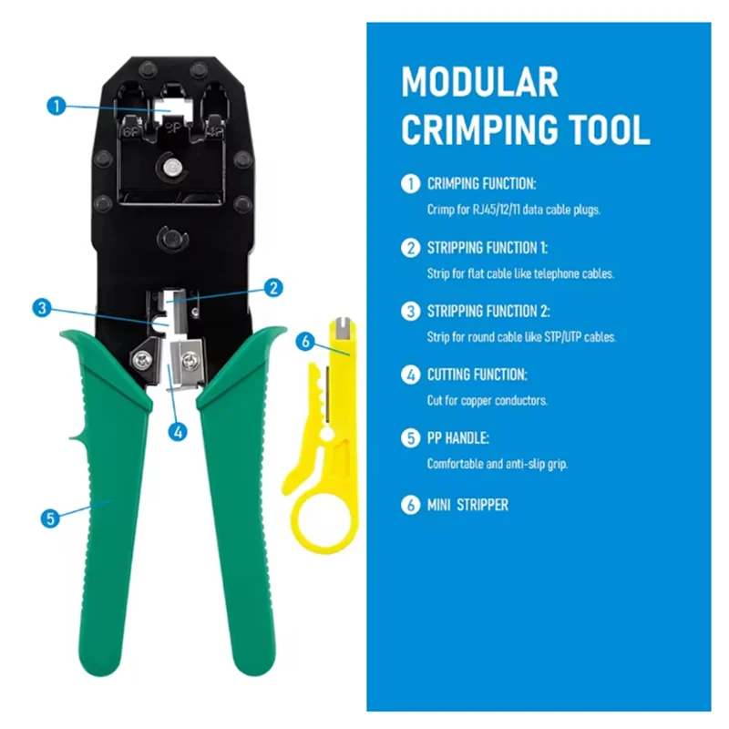 

A27F-RJ45 Crimping Tool RJ11 RJ45 Ethernet Network LAN Cable Crimper Cutter Stripper Plier For 6P 8P RJ11 RJ12 RJ45