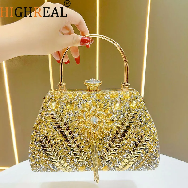 

Rhinestones Evening Bags Women Banquet Handbags Diamonds Clutch With Chain Shoulder Handbags Wedding Female Purse