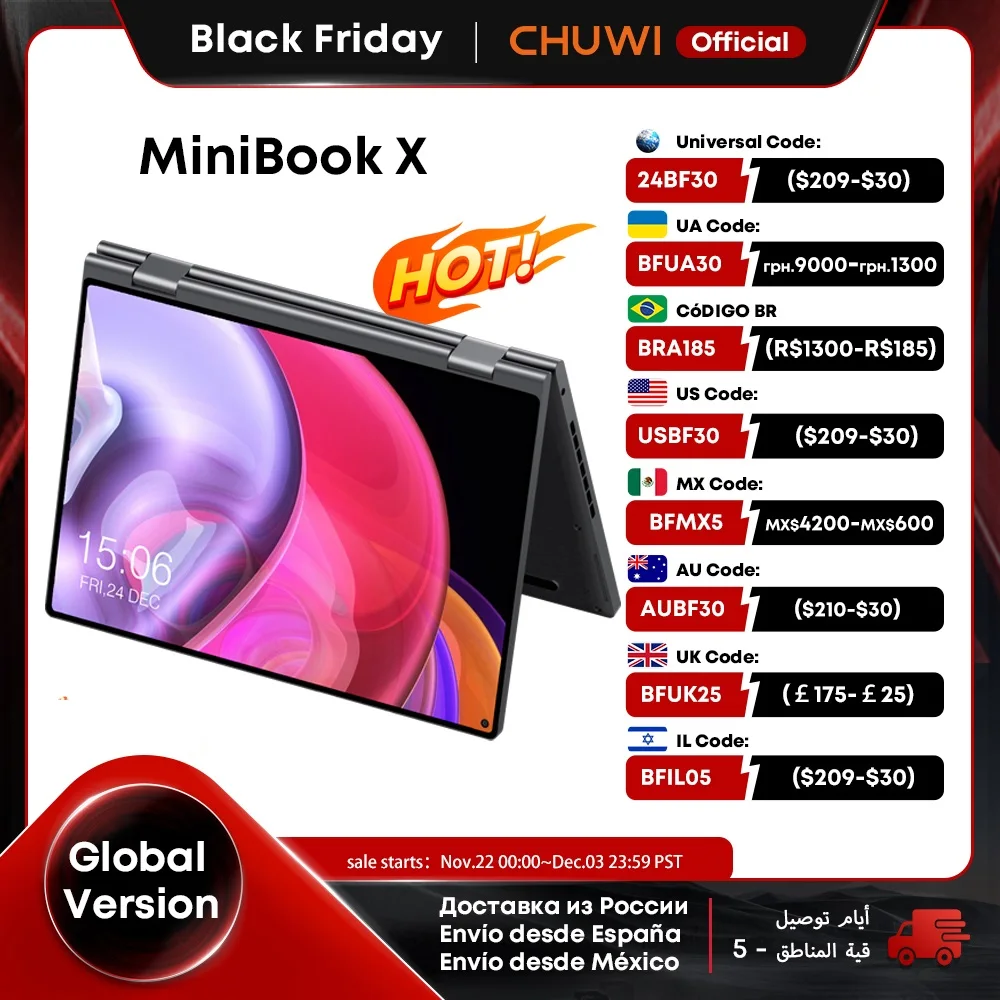 CHUWI MiniBook X Laptop Tablet 2 In 1 Intel N100 /N5100 10.51