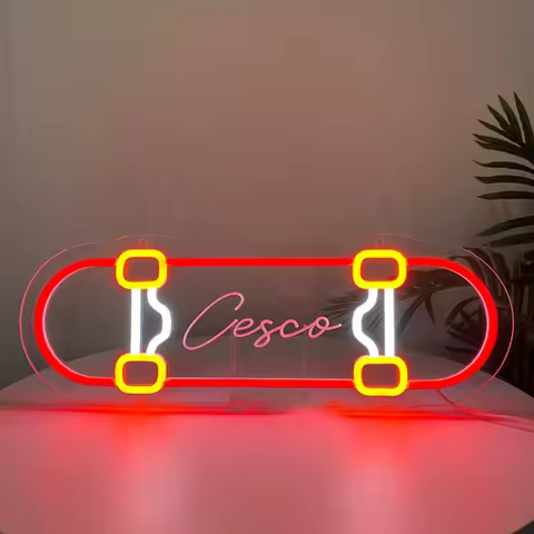 Custom Skateboard Name Neon Sign Skateboard Shop Decor Skateboard Club Decor Gift for Skateboarder Skateboard Deck Gift