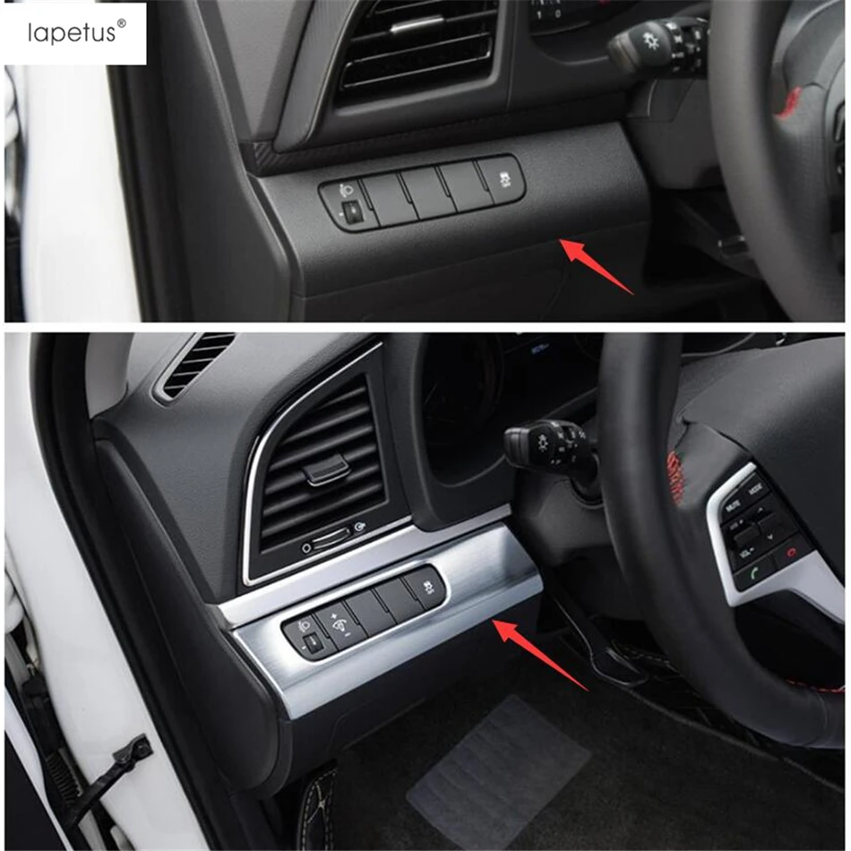 

Lapetus Accessories Fit For Hyundai Elantra 2016 - 2019 Front Head Lights Headlight Lamp Switch Button Molding Cover Kit Trim