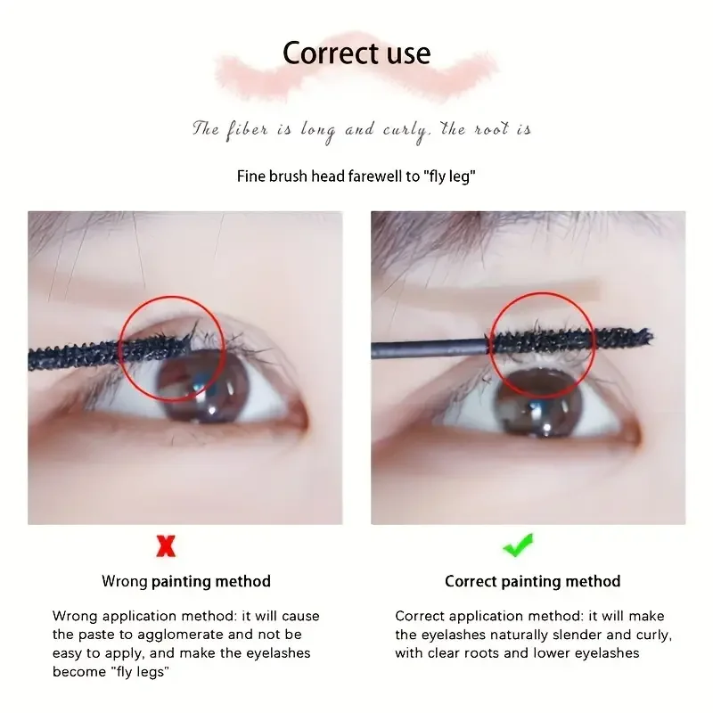 Máscara de pestañas voluminizadora 4D negra resistente al agua, ultralarga, duradera, a prueba de manchas, agrega longitud y profundidad para un encanto mejorado