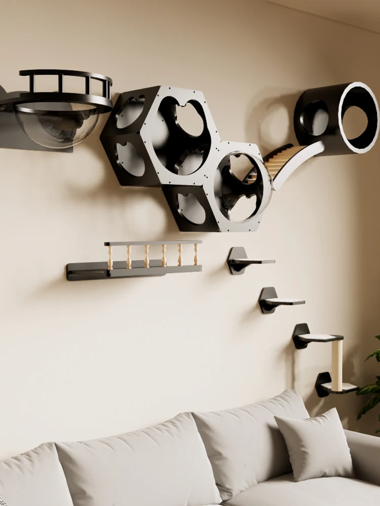 

Solid wood cat climbing frame, wall-mounted cat jumping platform, wall-mounted rack, nest, tree integrated free desi