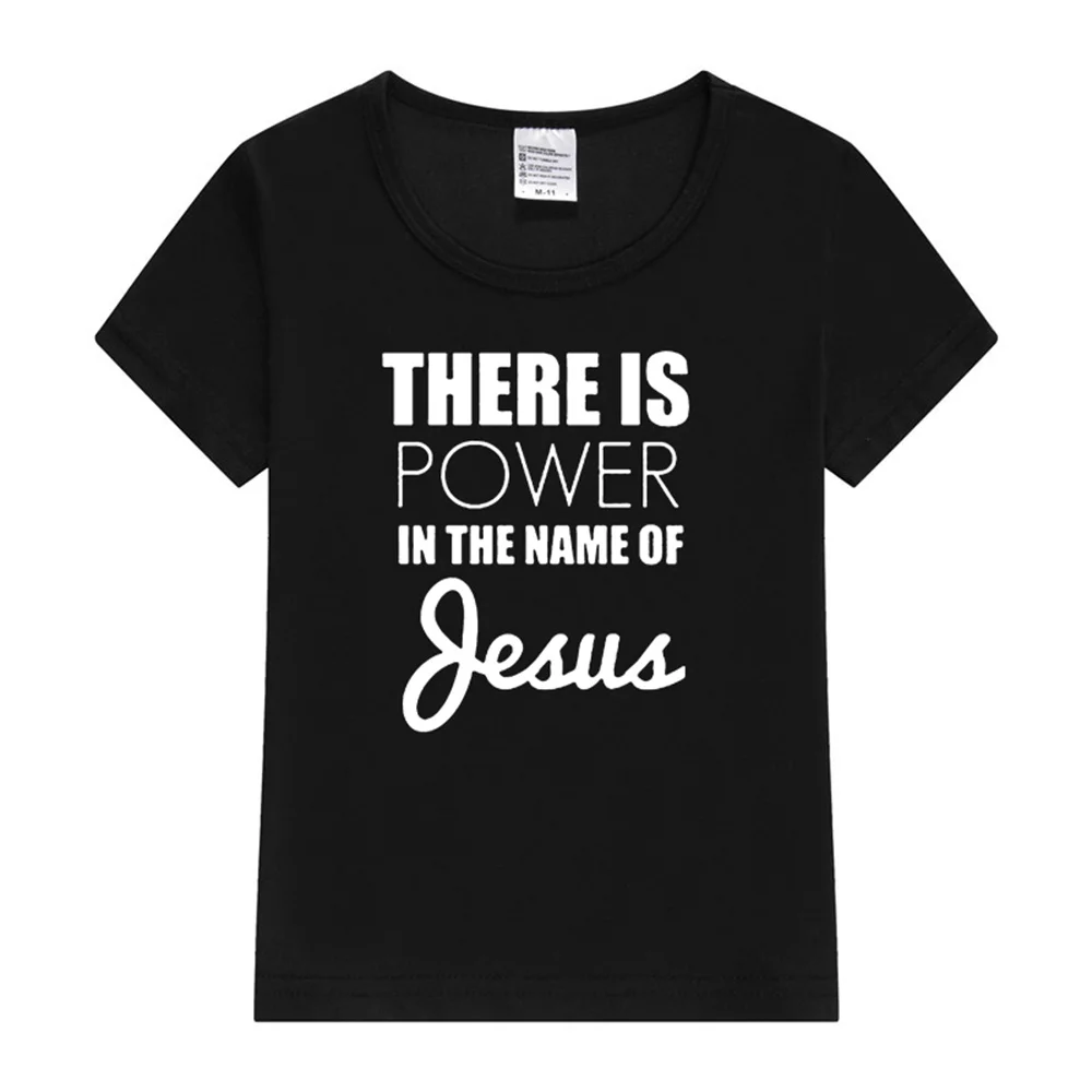 There Is Power In The Name of Jesus Kids Girls Boys Short Sleeve T-shirt Shirt Children Summer Clothing Tops Clothes Casual Tees