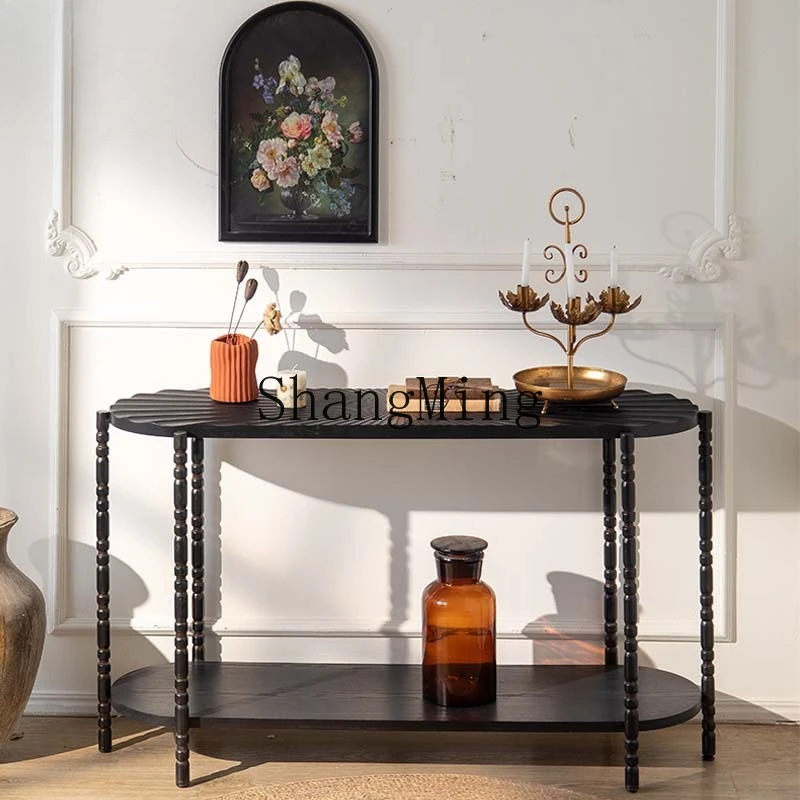 

FG medieval style entrance entrance home corridor aisle cabinet retro black table living room decoration