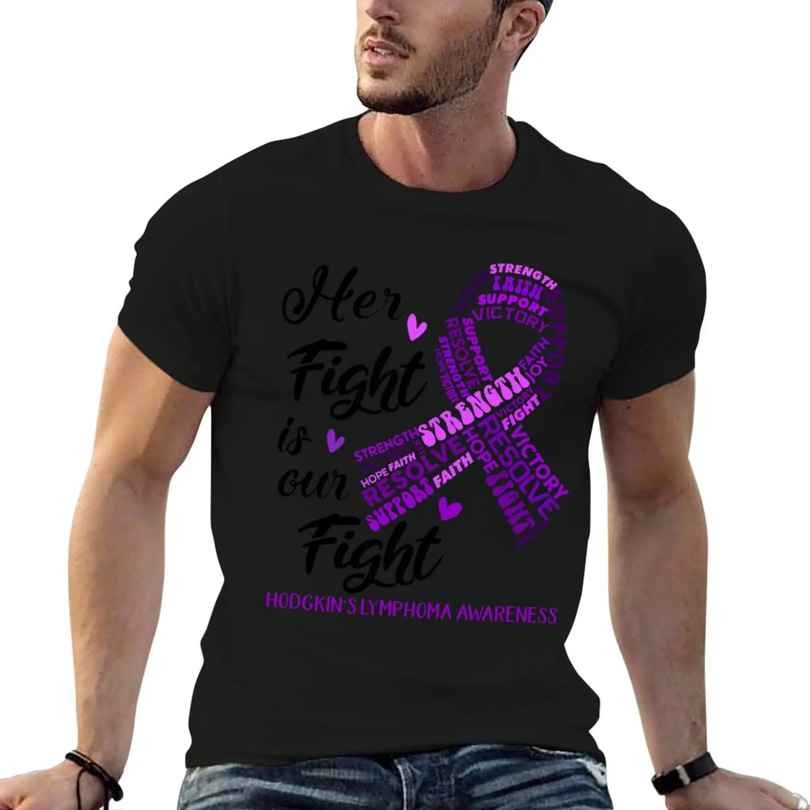 Hodgkin's Lymphoma Warrior, Her Fight is our Fight Hodgkin's Lymphoma Awareness T-Shirt heavyweights mens graphic t-shirts pack