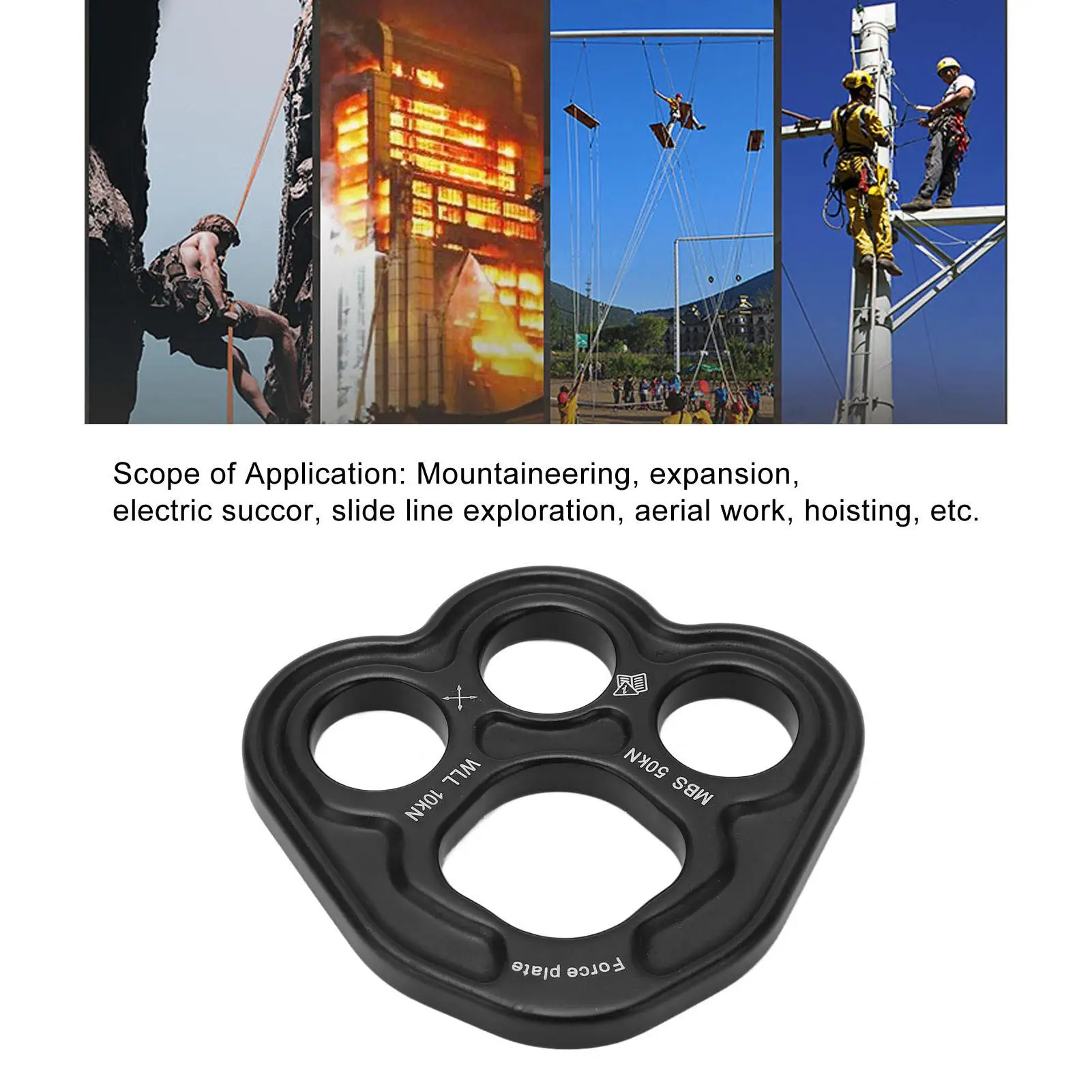 3-Hole Symmetrical Rigging Plate for mountaineering - Heavy-Duty Force Equipment