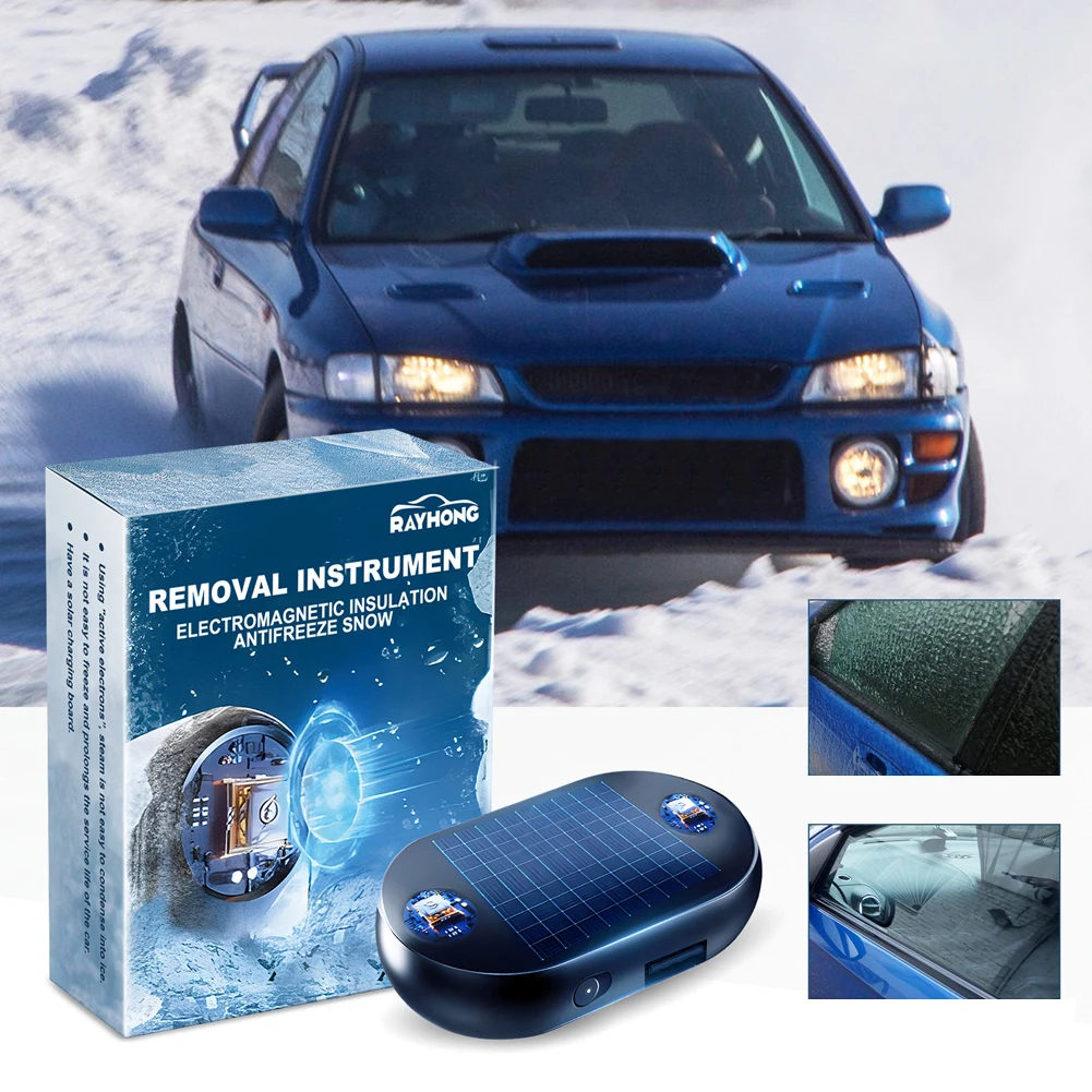 Solar/USB Car Window Glass Anti-ice Snow Remover Active Electrons Winter Deicing Device Molecular Interference Snow Remover