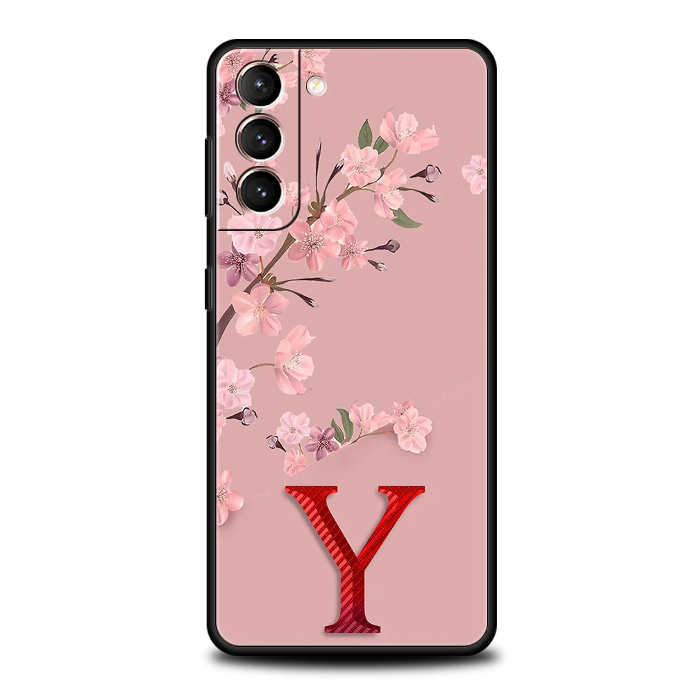 Cartoon Flower Letter Case dla Samsung Galaxy S24 S23 S22 S20 S21 FE Ultra S10 S10E S9 S8 Plus 5G Silicon Shockproof Phone Cover