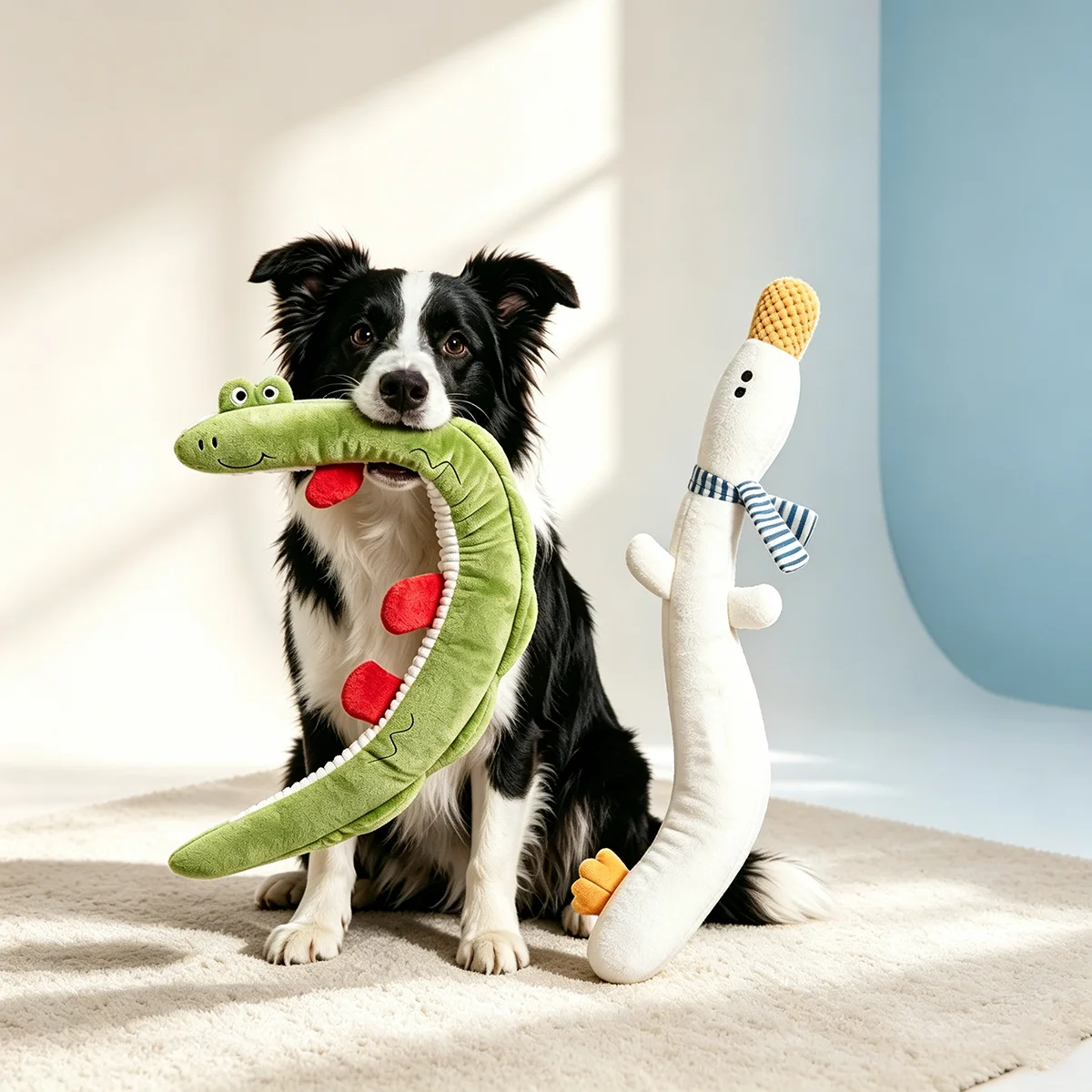 One Meter Long Strip Plush Squeak Dog Toy Aggressive Chewing Chew Toy For Cats Dogs Three Sound Positions Doll Pet Supplies