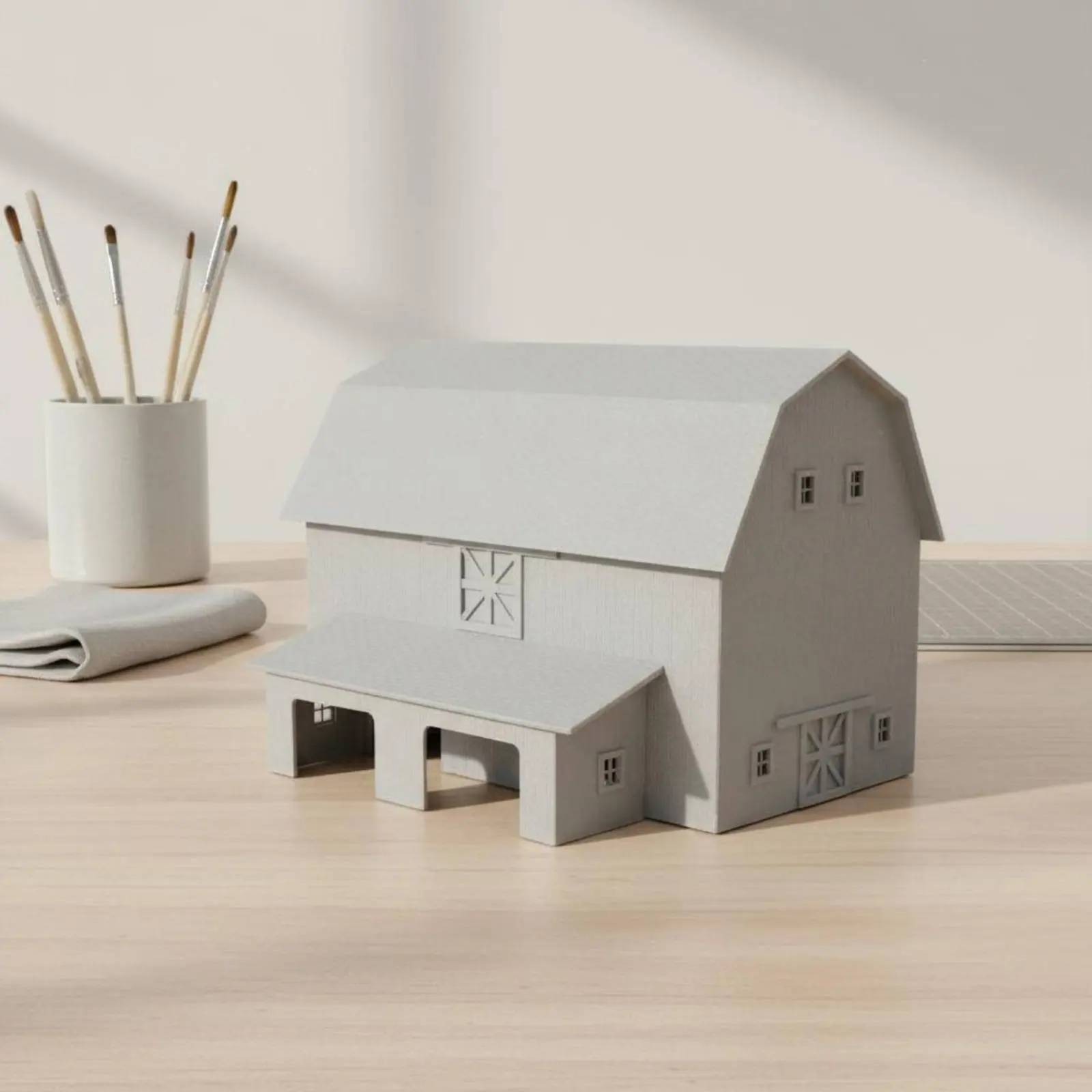1:87 Farm Building Model Paintable HO Scale Barn Kit DIY Farm Building Realistic Features Layout Scenery High Imitation