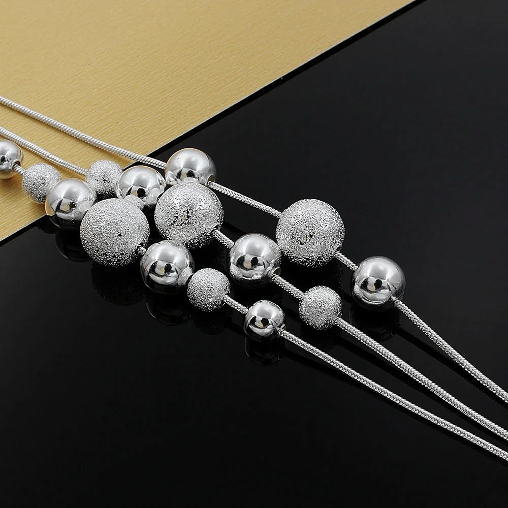 Fine Jewelry Charm 925 Sterling Silver Bead Necklace Classic High Quality Fashion for Women Lady Wedding Chain Gift