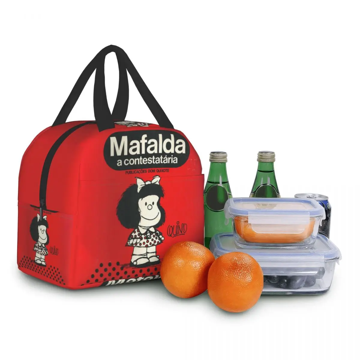 Mafalda Borsa per il pranzo isolata per le donne Quino Comic Manga Cooler Bento Box termico Borse da picnic portatili per alimenti per bambini in