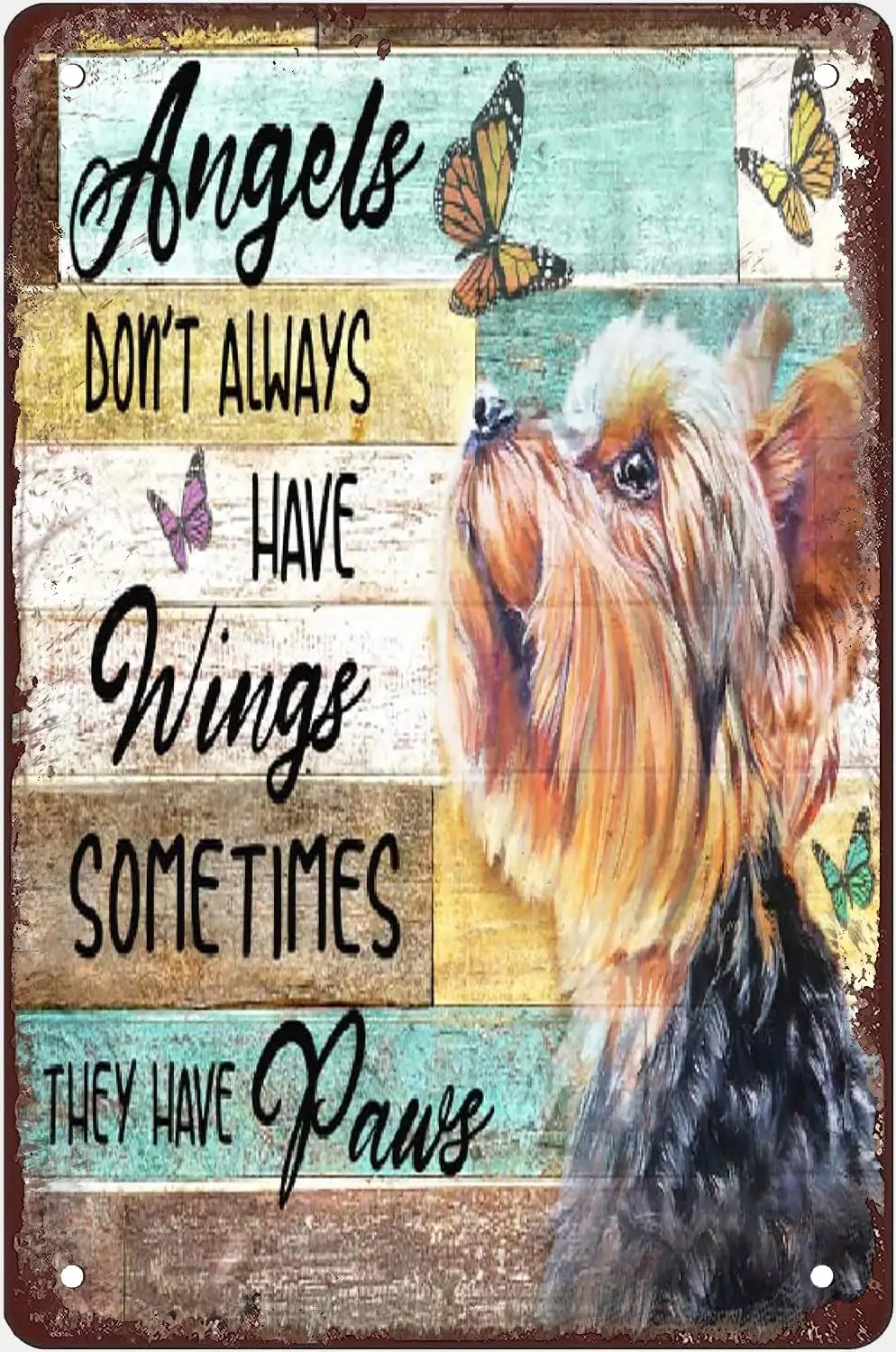 Funny Novelty Metal Tin Sign Angels Don’T Always Have Wing Sometimes They New Paws Dog Retro Wall Decor Plaque Gift For Man Cave