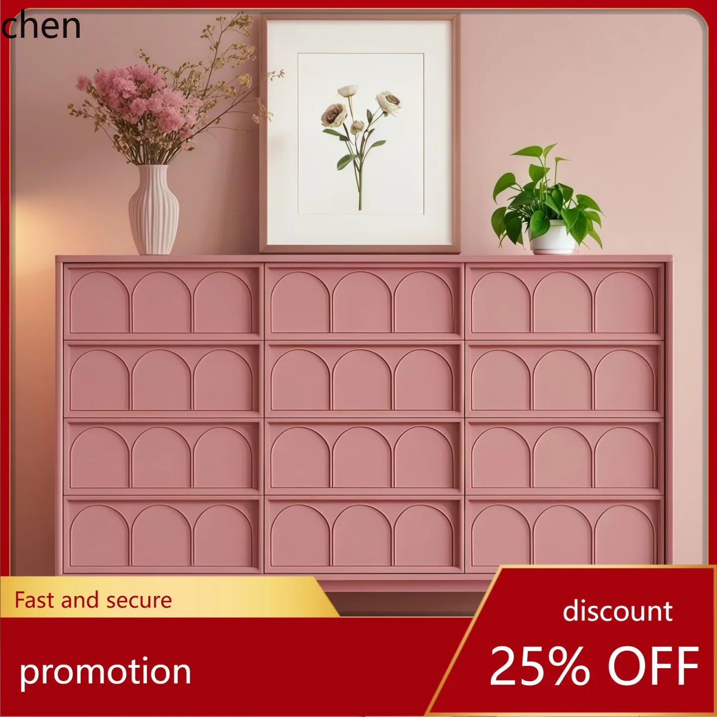 

HT Minimalist Lacquer Sideboard Entryway Modern Simple Bedroom Chest of Drawers Storage Cabinet