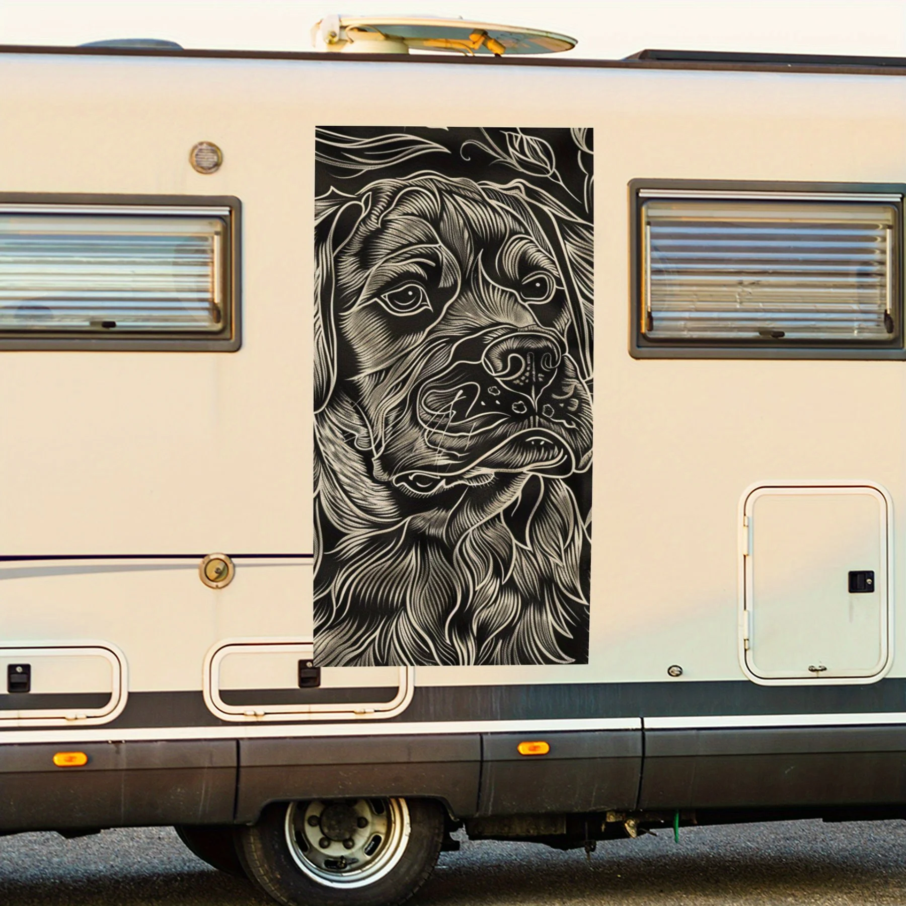 

Dog and Rose Art Car Sticker,Vinyl Decal for motorhome car door, Waterproof Self-Adhesive Vinyl Stickers, Decoration Protection