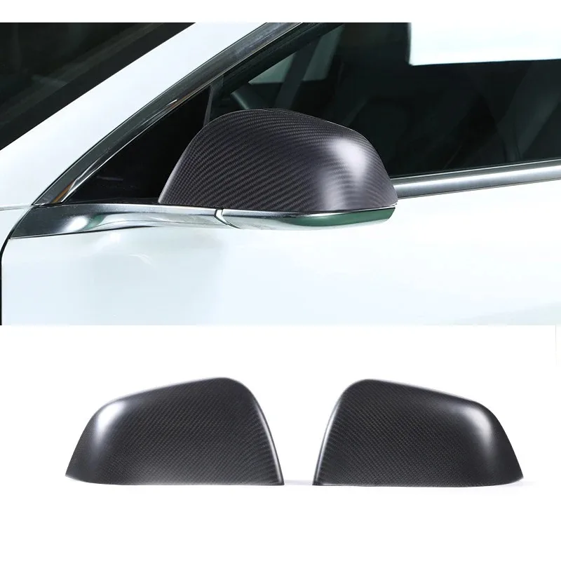 Tampa do espelho retrovisor para tesla, fibra de carbono seca real, casco retrovisor lateral artesanal, acessórios do carro, 3k 240g, 2017-2023